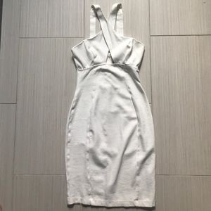 Lulu's crisscross halter white bodycon dress
